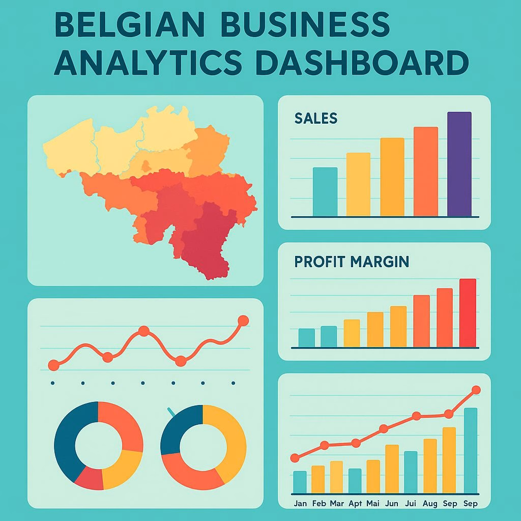 Modern kantoor in Brussel met meertalig website analytics dashboard waarop Nederlandse, Franse en Duitse verkeersdatasegmenten worden getoond op groot scherm, met Belgische zakelijke professionals die conversiepercentages analyseren over verschillende taalmarkten)