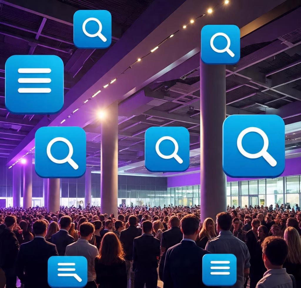 Modern Belgian event venue with elegant lighting showcasing multilingual signage in Brussels business district, highlighting the sophisticated atmosphere that attracts international corporate clients
